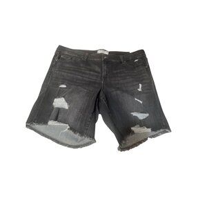 Torrid Womens Distressed Frayed Hem Denim‎ Shorts Size 22 Black NWT